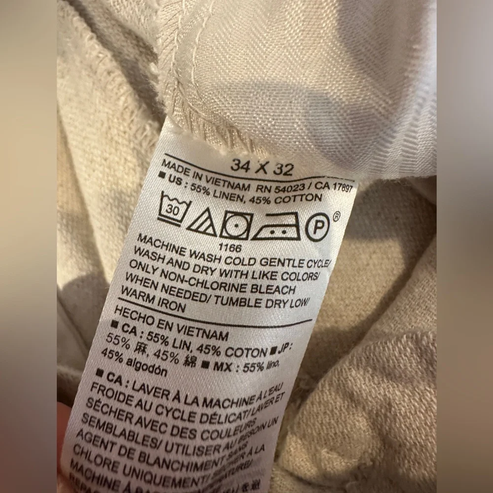 Banana Republic Light Tan Linen Blend Chinos 34 x 32